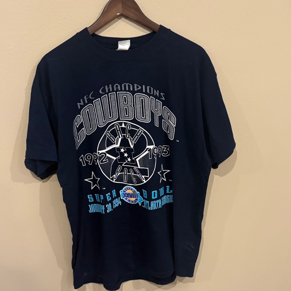 Competitor 1992-1993 back 2 back Dallas Cowboys NFC Champions Navy blue XL Tee